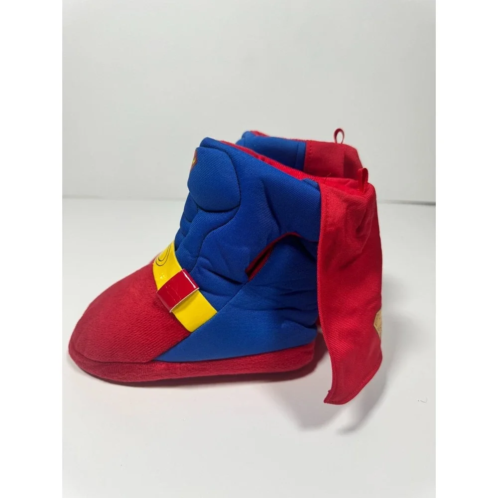 Superman Boys Shoes 9-10 Red‎ Royal Blue Round Toe Casual Slip On Caped Slipper